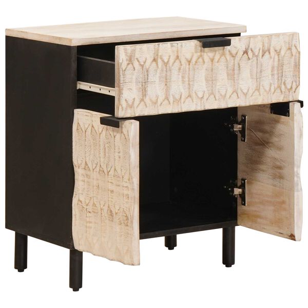 vidaXL Nattbordskap med skuff Hvit 50 x 33 x 60 cm Massiv mango tre