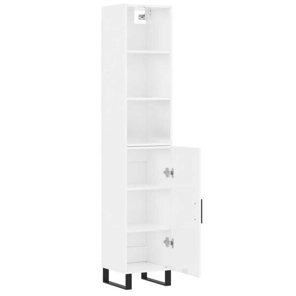 vidaXL Highboard h&oslash;yglans hvit 34,5x34x180 cm konstruert tre
