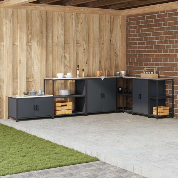 vidaXL Kj&oslash;kkenoppbevaring med hylle Antrasitt 60 x 50 x 92 cm St&aring;l