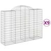 vidaXL Gabionkurver buede 9 stk 200x50x140/160 cm galvanisert jern