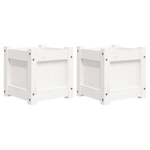 vidaXL Plantekasser 2 stk hvit heltre furu