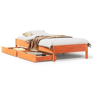 vidaXL Sengeramme uten madrass voksbrun 90x190 cm heltre furu