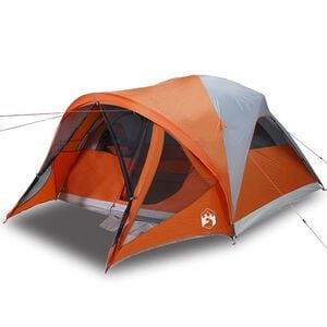 vidaXL Tunneltelt for camping 6 personer gr&aring; og oransje vanntett