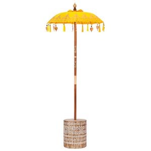 vidaXL Balinesisk parasoll med base Gul 95 x 95 x 260 cm