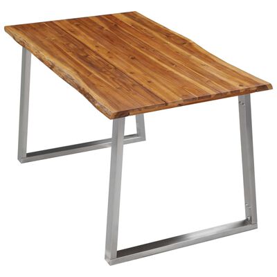 vidaXL Spisebord 140x80x75 cm heltre akasie og rustfritt stål