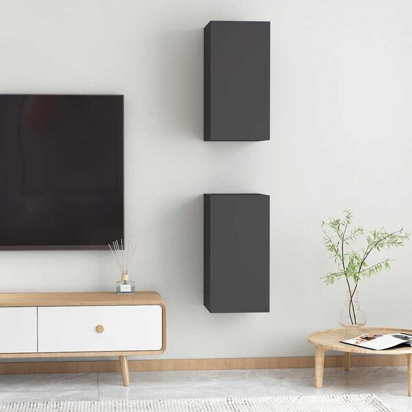 vidaXL TV-benker 2 stk grå 30,5x30x60 cm sponplate