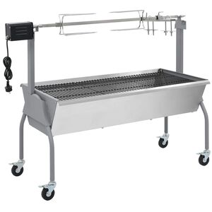 vidaXL Grill med elektrisk grillspyd rustfritt st&aring;l