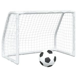 vidaXL Fotballm&aring;l for barn 2 stk med ball hvit 64x35x48 cm metall