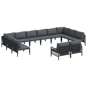 vidaXL Hagesofa Set med pute 12 pcs Svart St&aring;l