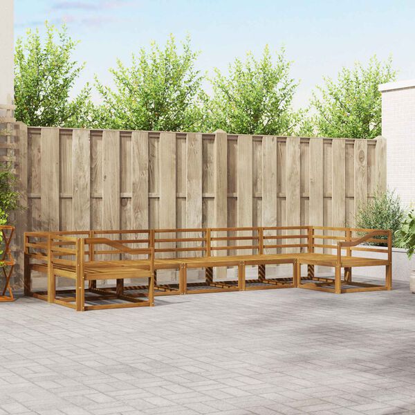 vidaXL Utend&oslash;rs sofa-sett 7 pcs Naturlig Solid akasietre