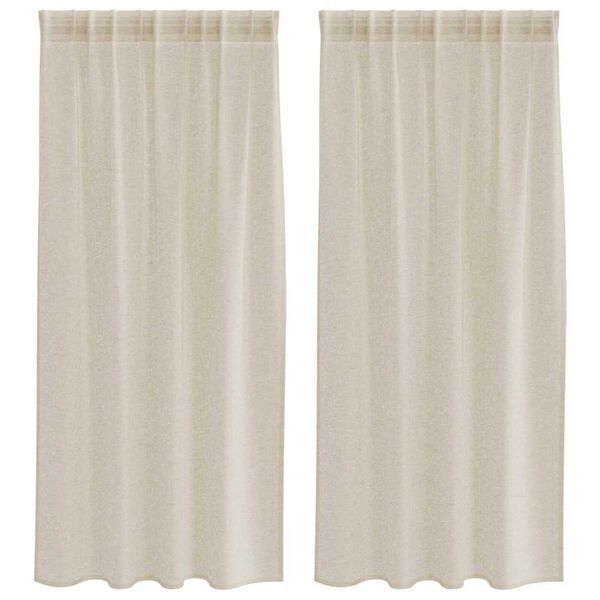 vidaXL Voile Gardin med gardiner 2 pcs sand 175 x 140 cm Polyester