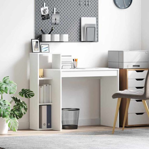 vidaXL Skrivebord med hylle Hvit 100 x 40 x 90 cm Konstruert tre