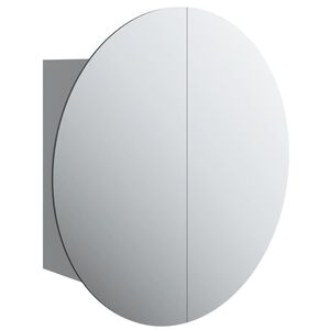 vidaXL Baderomsskap med rundt speil og LED gr&aring; 40x40x17,5 cm