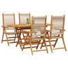 vidaXL Hage Spisegruppe 5 pcs Beige Solid akasietre og poly rattan