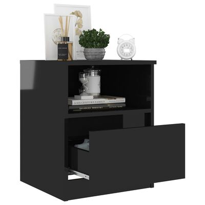 vidaXL Nattbord høyglans svart 40x40x50 cm sponplate