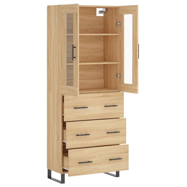 vidaXL Highboard sonoma eik 69,5x34x180 cm konstruert tre
