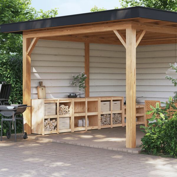 vidaXL Utekj&oslash;kkenskap MEPPEL 3 stk heltre furu