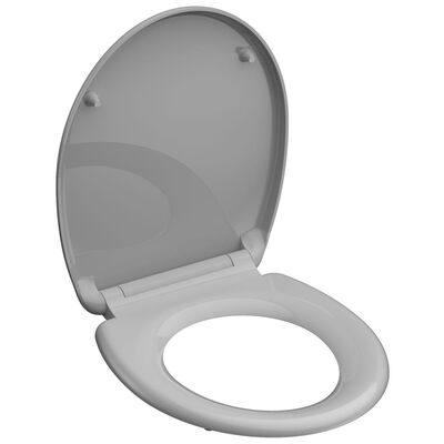 SCHÜTTE Toalettsete duroplast myk lukkefunksjon og hurtigutløser GREY