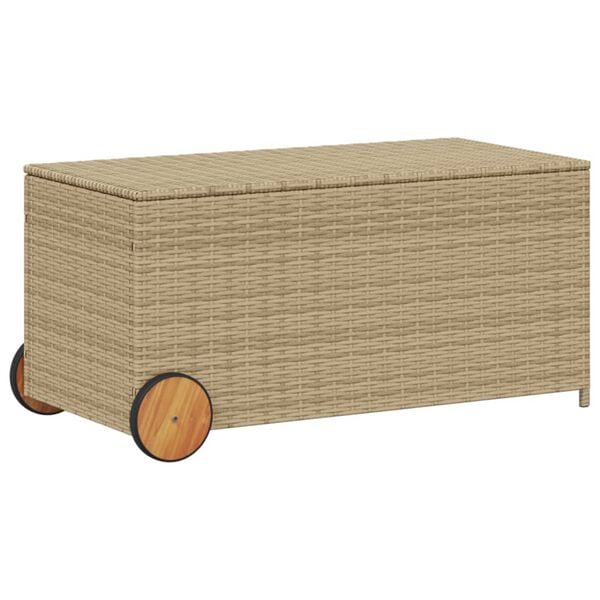 vidaXL Putekasse med hjul blandet beige 190L cm polyrotting