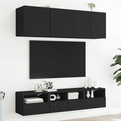 vidaXL Vegghengt TV-benk svart 40x30x30 cm konstruert tre