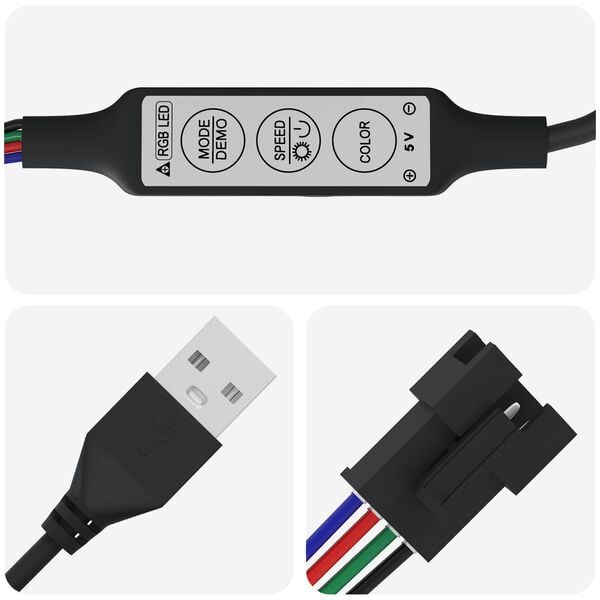 vidaXL LED Stripe 4 pcs Svart og gjennomsiktig 230 x 0,8 x 0,3 cm