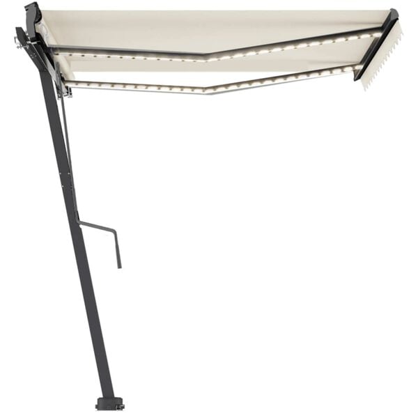 vidaXL Frittst&aring;ende automatisk markise 350x250 cm kremhvit