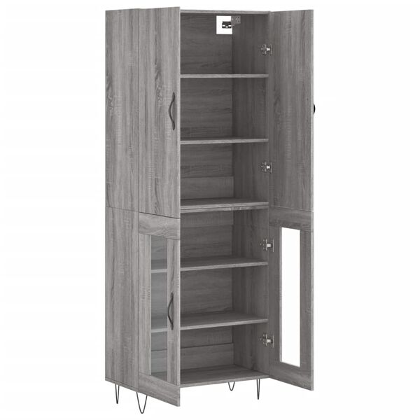 vidaXL Highboard gr&aring; sonoma 69,5x34x180 cm konstruert tre