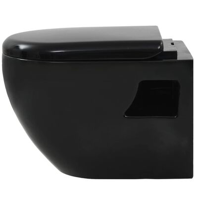 vidaXL Vegghengt toalett i svart keramikk