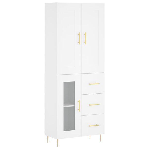 vidaXL Highboard hvit 69,5x34x180 cm konstruert tre