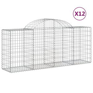 vidaXL Gabionkurver buede 12 stk 200x50x80/100 cm galvanisert jern