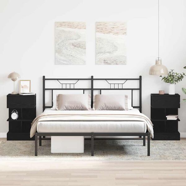 vidaXL Nattbordskap 2 pcs Svart Eik 40 x 35 x 65 cm Konstruert tre