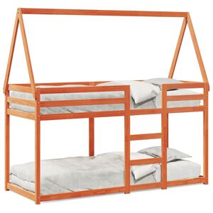vidaXL Barneseng med tak voksbrun 80x200 cm heltre furu