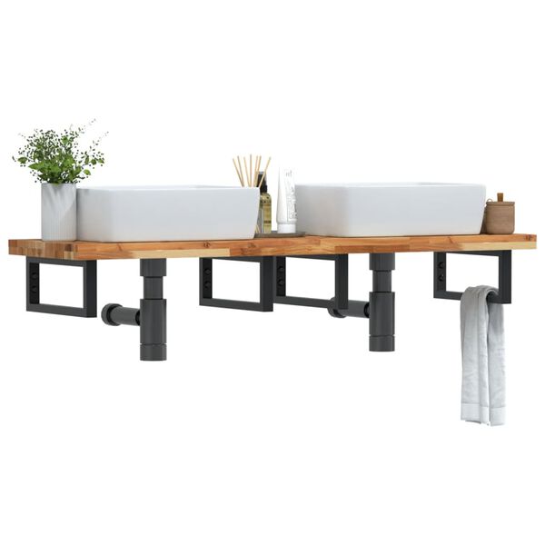 vidaXL Servanthylle veggmontert st&aring;l og heltre akasie