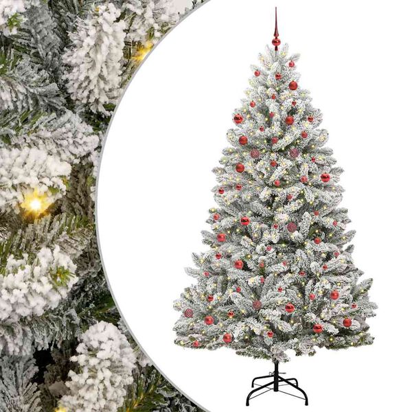 vidaXL Kunstig juletre med 300 LED Gr&oslash;nn og hvit 210 cm PVC og metall