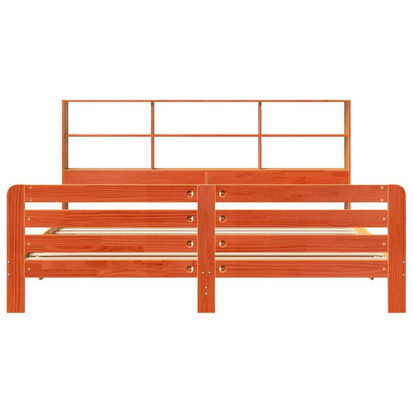 vidaXL Sengeramme uten madrass voksbrun 200x200 cm heltre furu