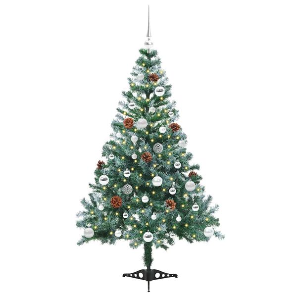 vidaXL Kunstig juletre med 150 LED med stativ gr&oslash;nn 150 cm PVC og st&aring;l