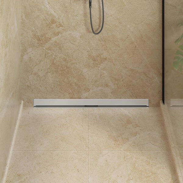 vidaXL Vegghengt Dusjavl&oslash;p s&oslash;lv 90 cm Rustfritt St&aring;l 304