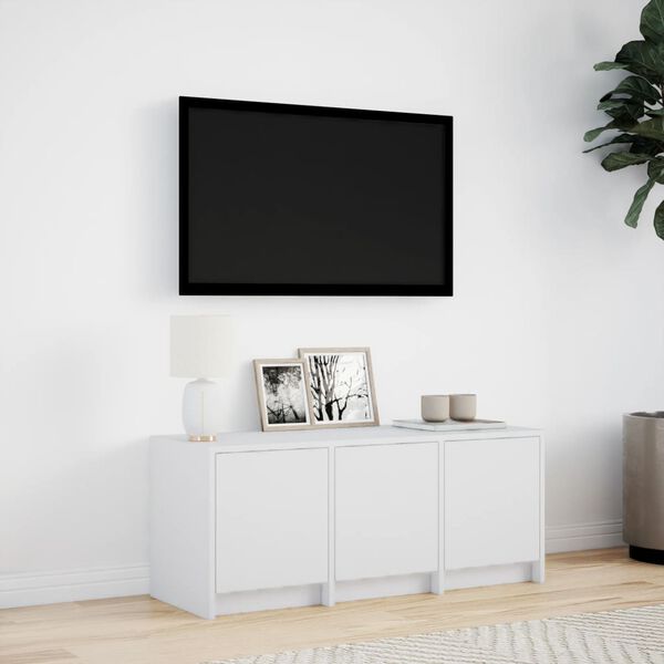 vidaXL TV-benk med LED hvit 97x34x40 cm konstruert tre