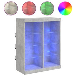 vidaXL Skjenk med LED-lys betonggr&aring; 81x37x100 cm