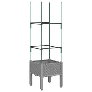 vidaXL Plantekasse med espalier lysegr&aring; 40x40x142,5 cm PP