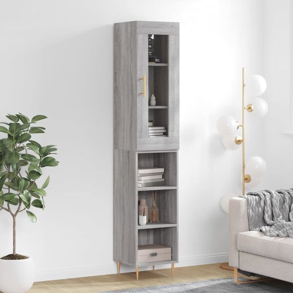 vidaXL Highboard gr&aring; sonoma 34,5x34x180 cm konstruert tre