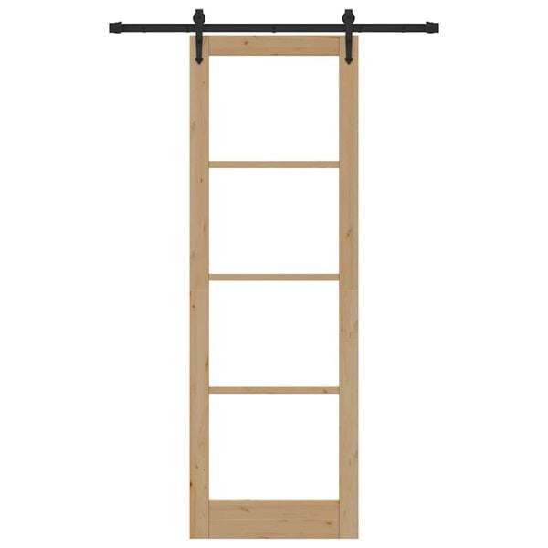 vidaXL Skyvedør ORKDAL Naturlig 78 x 232 cm Massivt furutre og glass