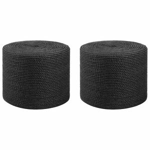 vidaXL Jute Tau 2 stk. 2 mm Svart 100% Tossa jute