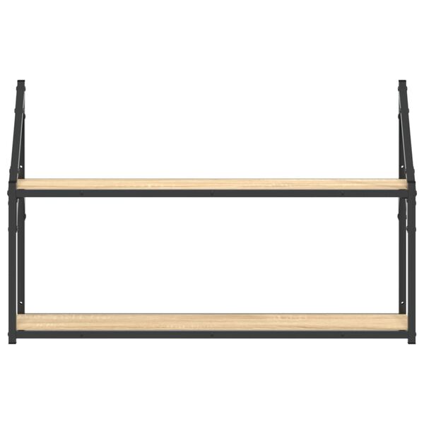 vidaXL Vegghylle 3 etasjer sonoma eik 80x21x51 cm konstruert tre