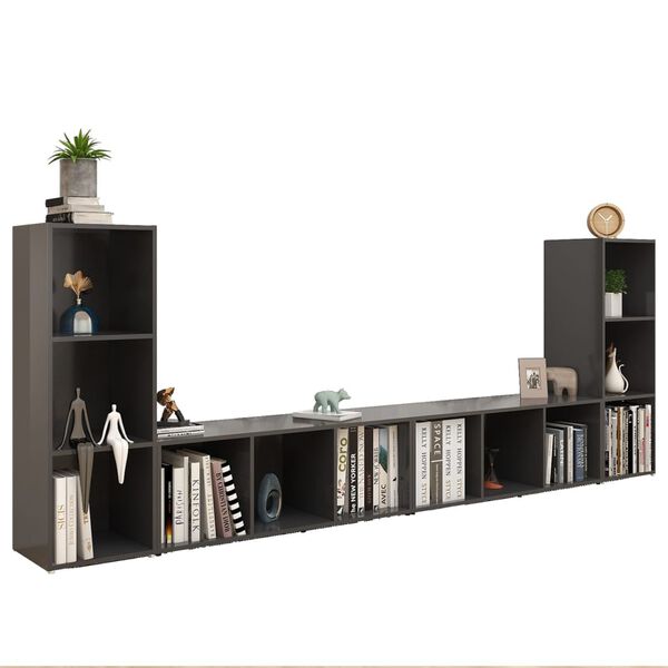 vidaXL TV-benker 4 stk grå 107x35x37 cm konstruert tre