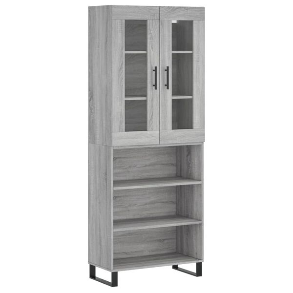 vidaXL Highboard gr&aring; sonoma 69,5x34x180 cm konstruert tre