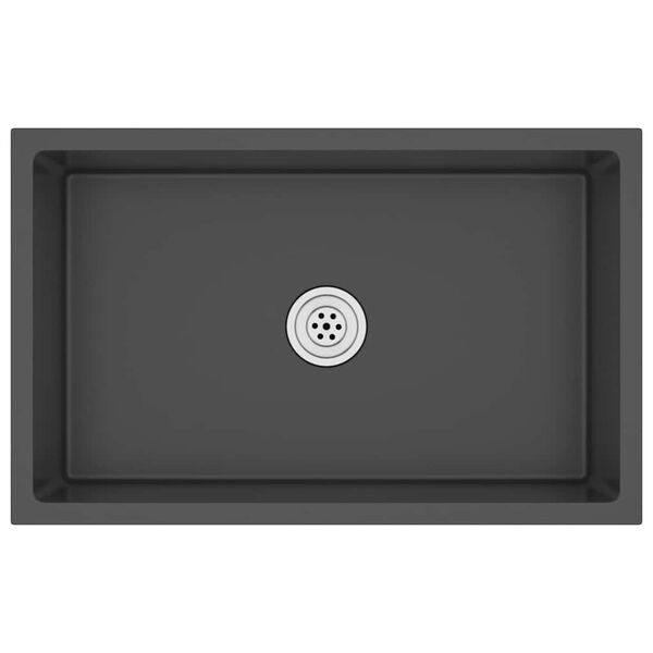 vidaXL Håndlaget kjøkkenvask svart rustfritt stål