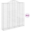 vidaXL Gabionkurver buede 12 stk 200x30x200/220 cm galvanisert jern