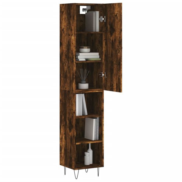 vidaXL Highboard r&oslash;kt eik 34,5x34x180 cm konstruert tre