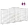 vidaXL Gabionkurver buede 3 stk 400x50x180/200 cm galvanisert jern